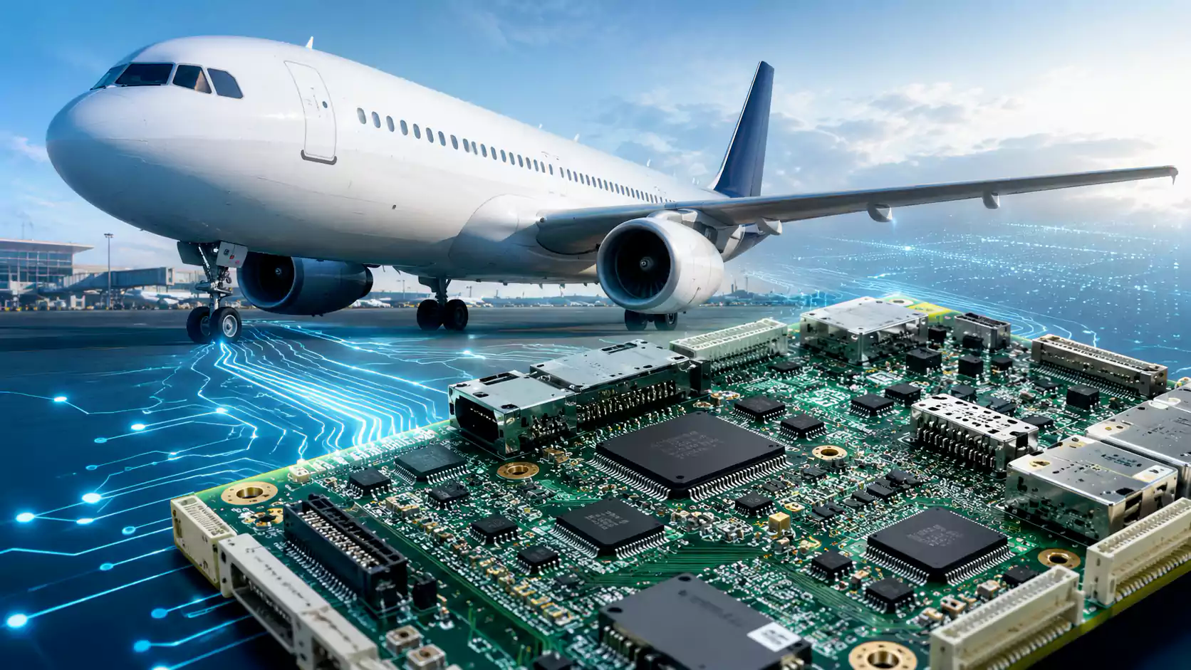 Commercial aviation PCB electronics modules illustrating high-reliability aircraft board applications