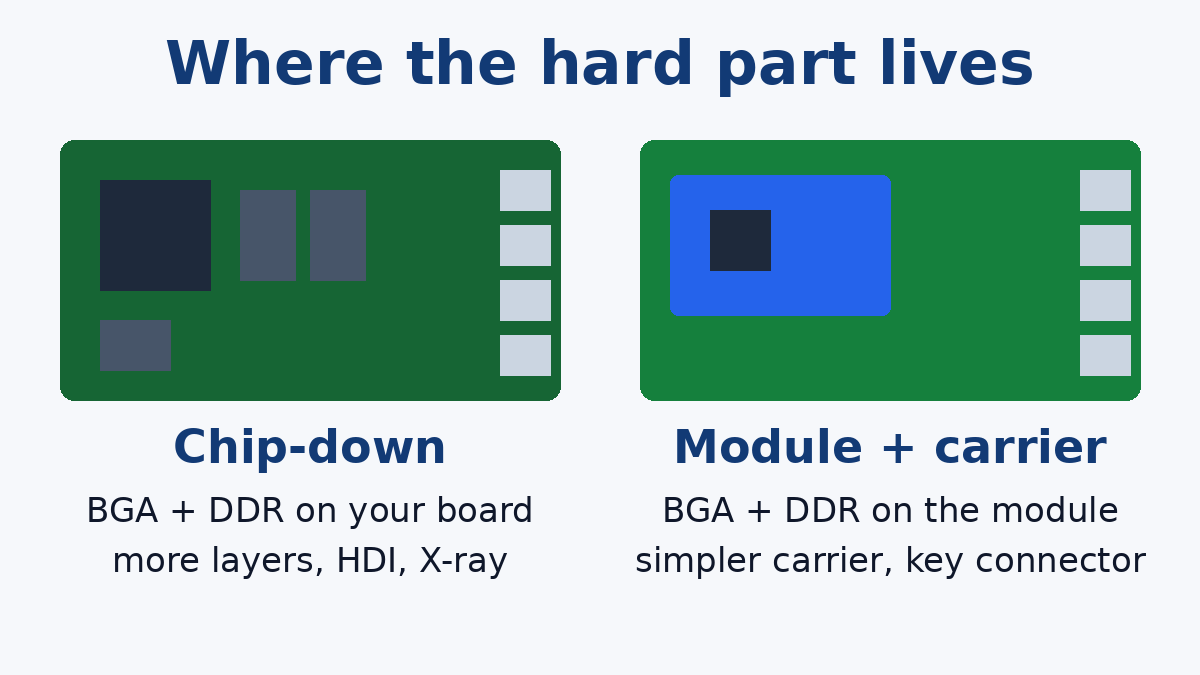 Chip-down main board versus a compute module on a carrier board