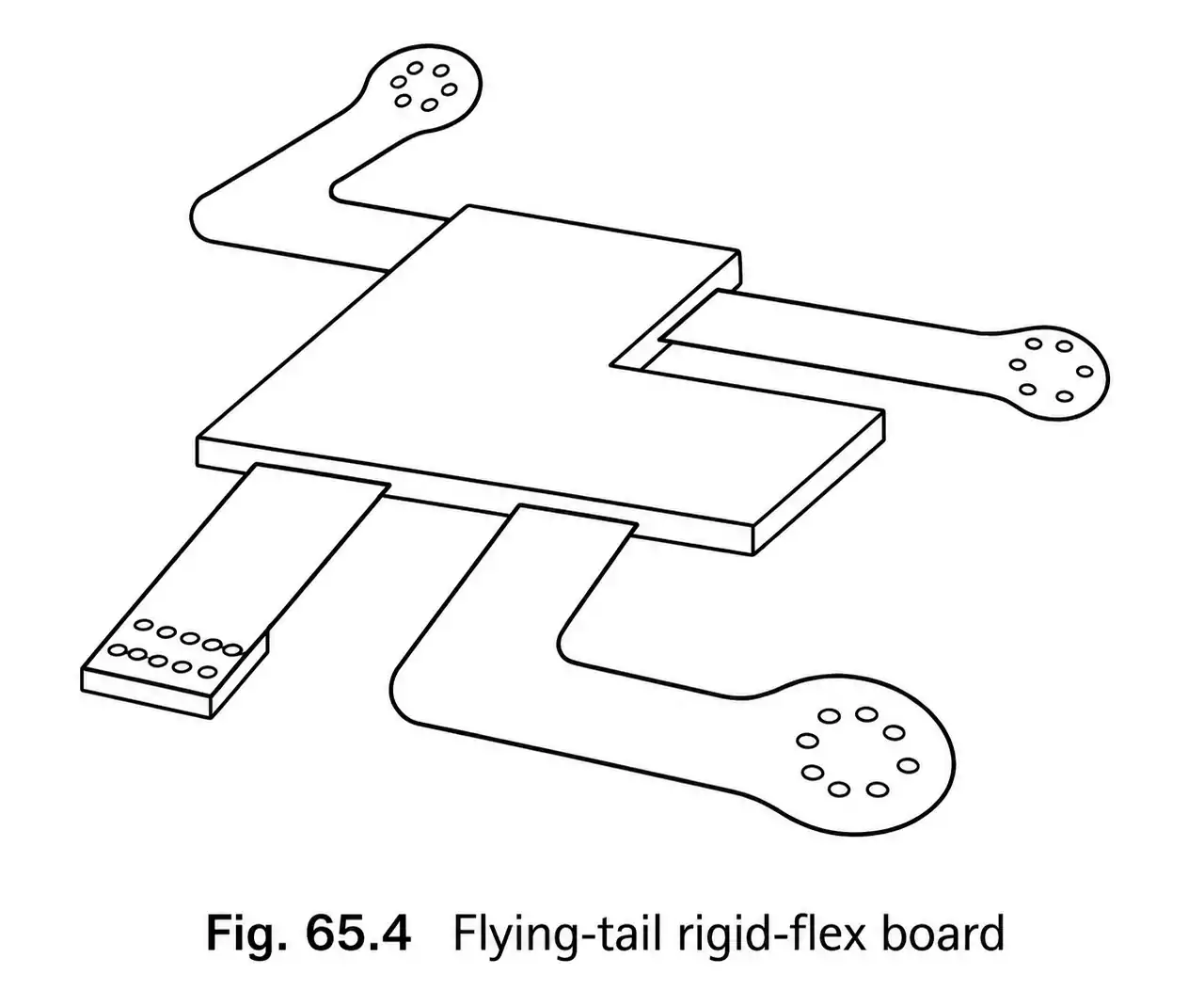 Flying-tail rigid-flex PCB structure used for folded consumer interconnects