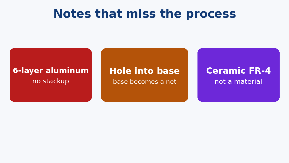 Three notes that send the job down the wrong process