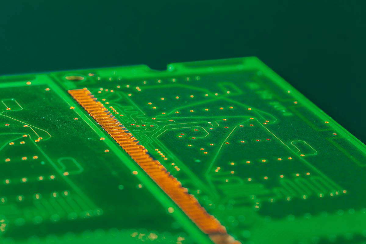 Double-sided FR-4 PCB with copper on both surfaces for PTH via construction