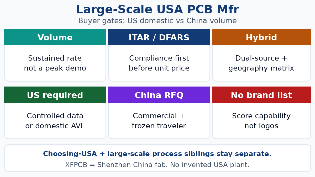 Large-scale USA PCB manufacturer buyer decision gates vs China volume