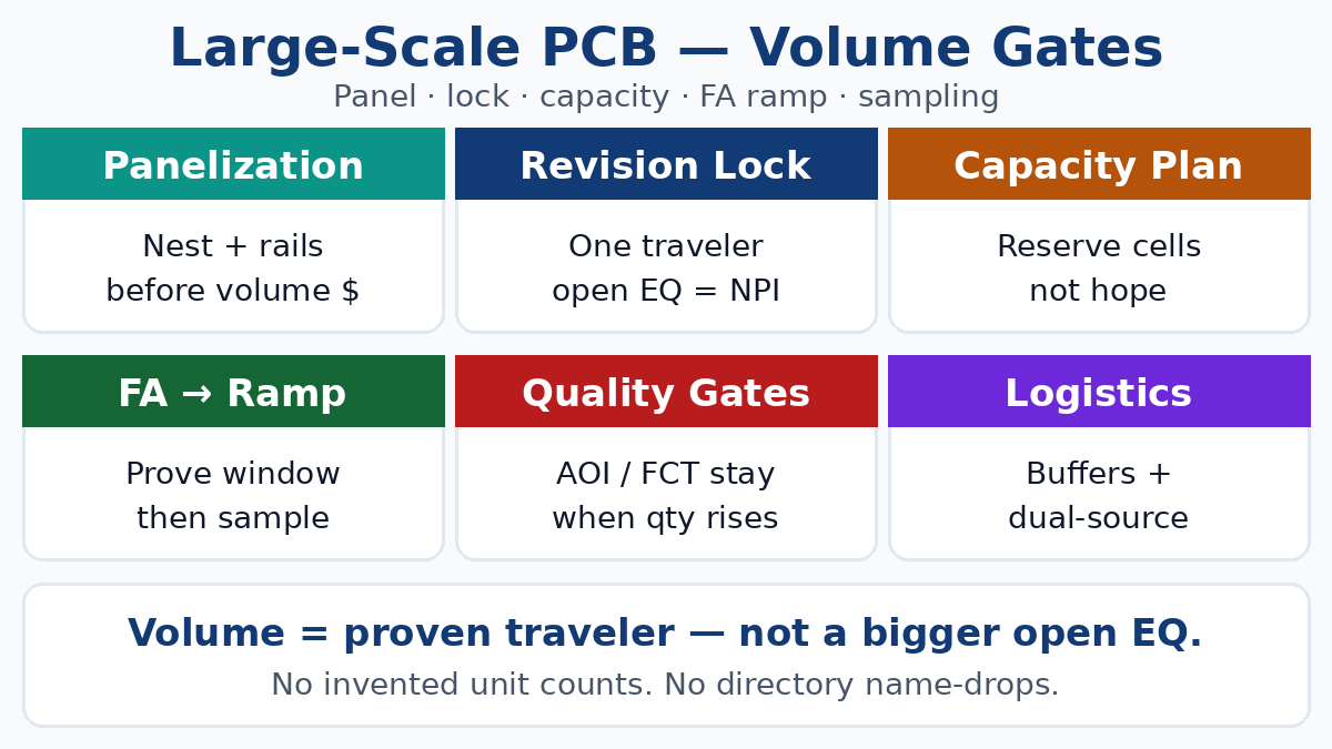 Large-scale PCB manufacturing — volume capability buyer gates
