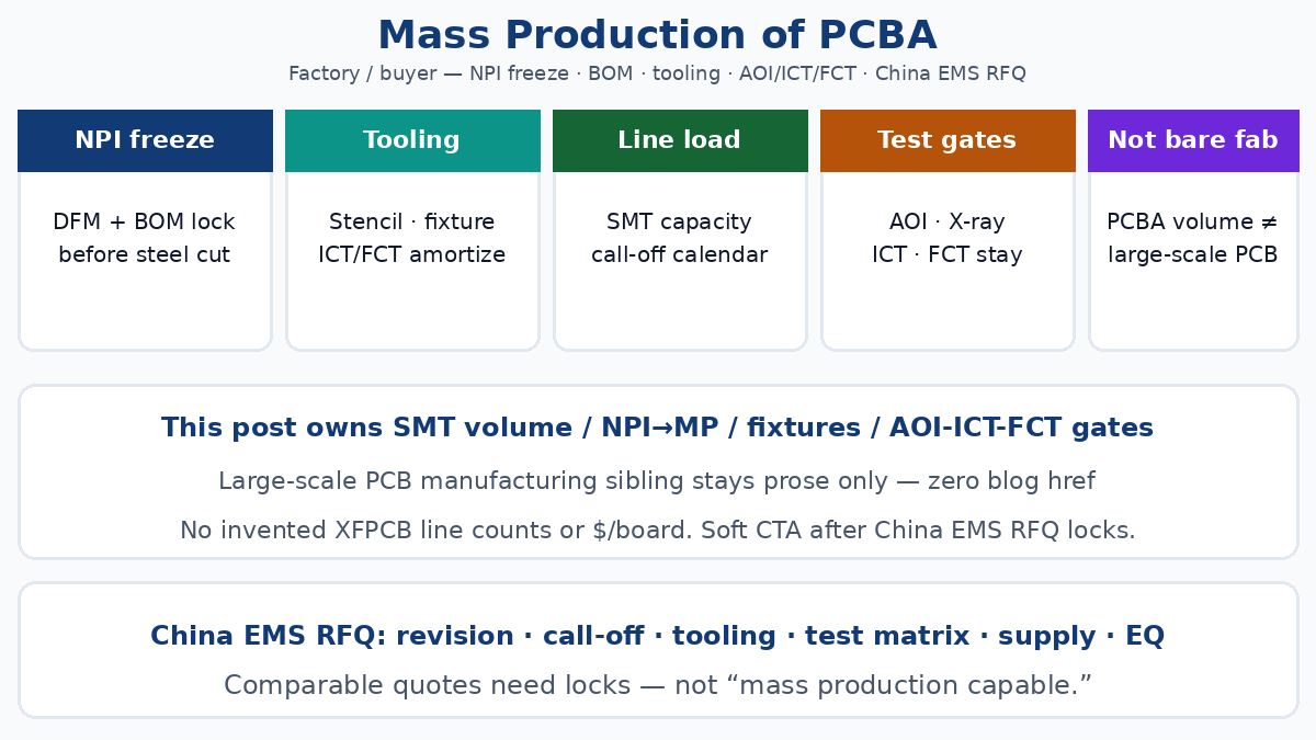 Mass production of PCBA — NPI freeze SMT volume RFQ locks