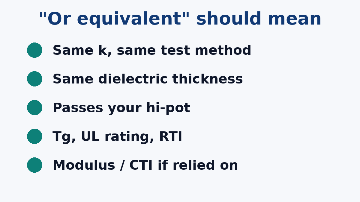 What equivalent should mean on a metal core PCB drawing