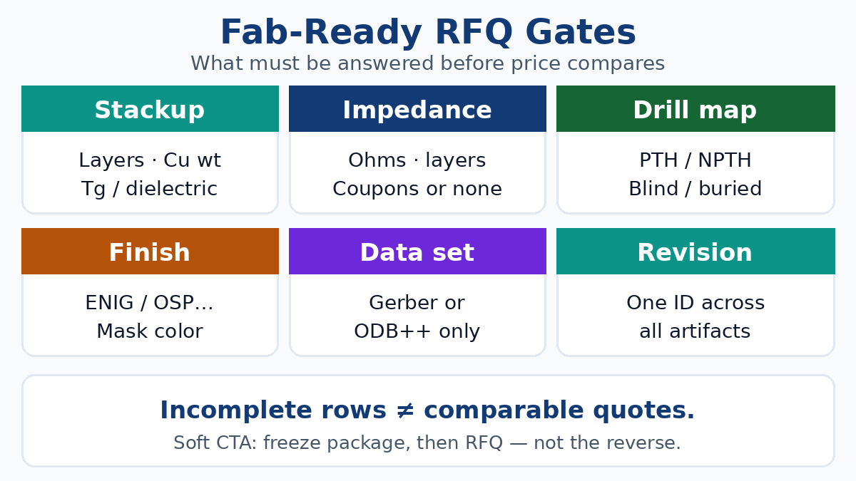 PCB board design RFQ — fab package and China gates