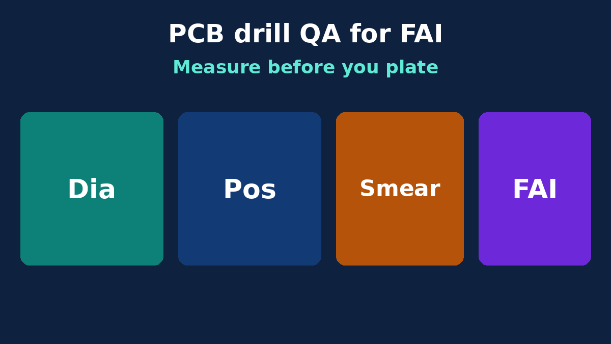 PCB drill QA measures: diameter, position, smear and nail-heading for FAI