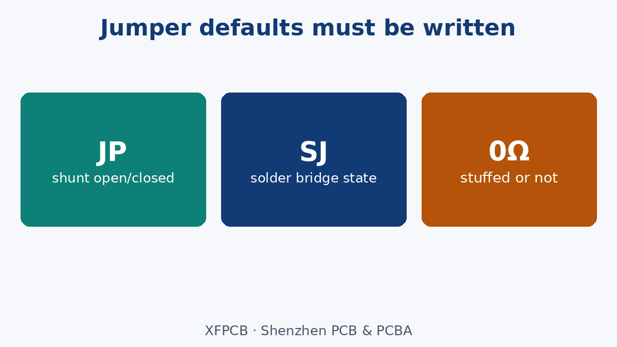 JP, SJ and 0Ω defaults must be written, not assumed
