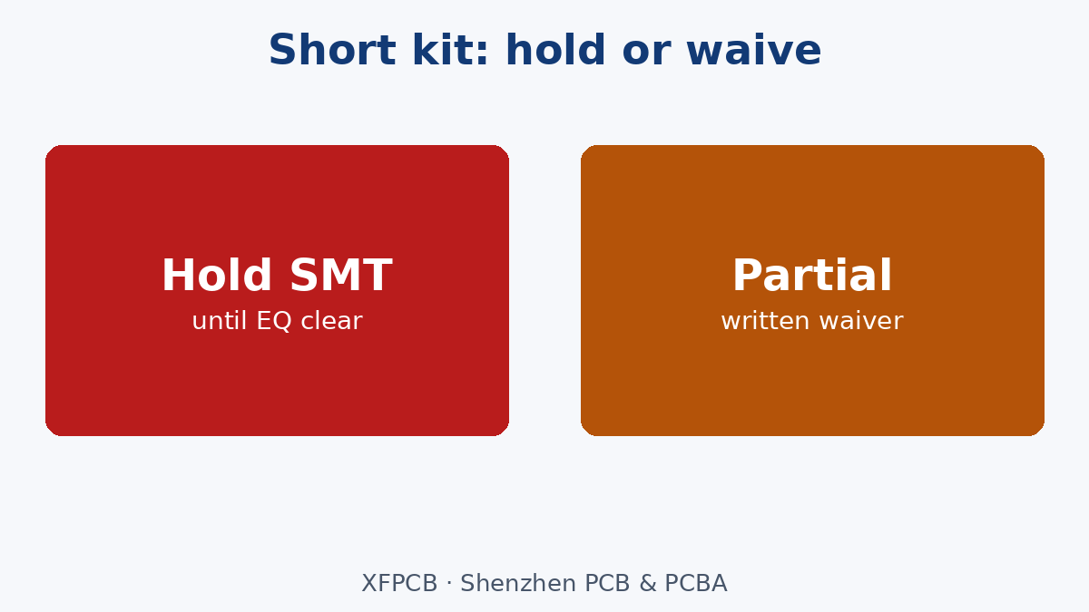 Partial kit hold vs authorized partial build