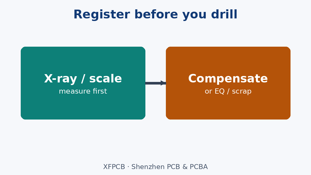 Registration check before drill program compensation