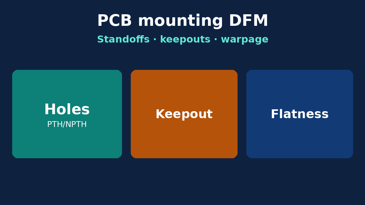 PCB mounting mechanical DFM: standoffs, keepouts, warpage vs chassis