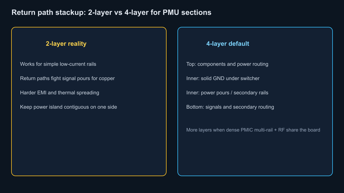 Return path stackup 2-layer versus 4-layer for PMU
