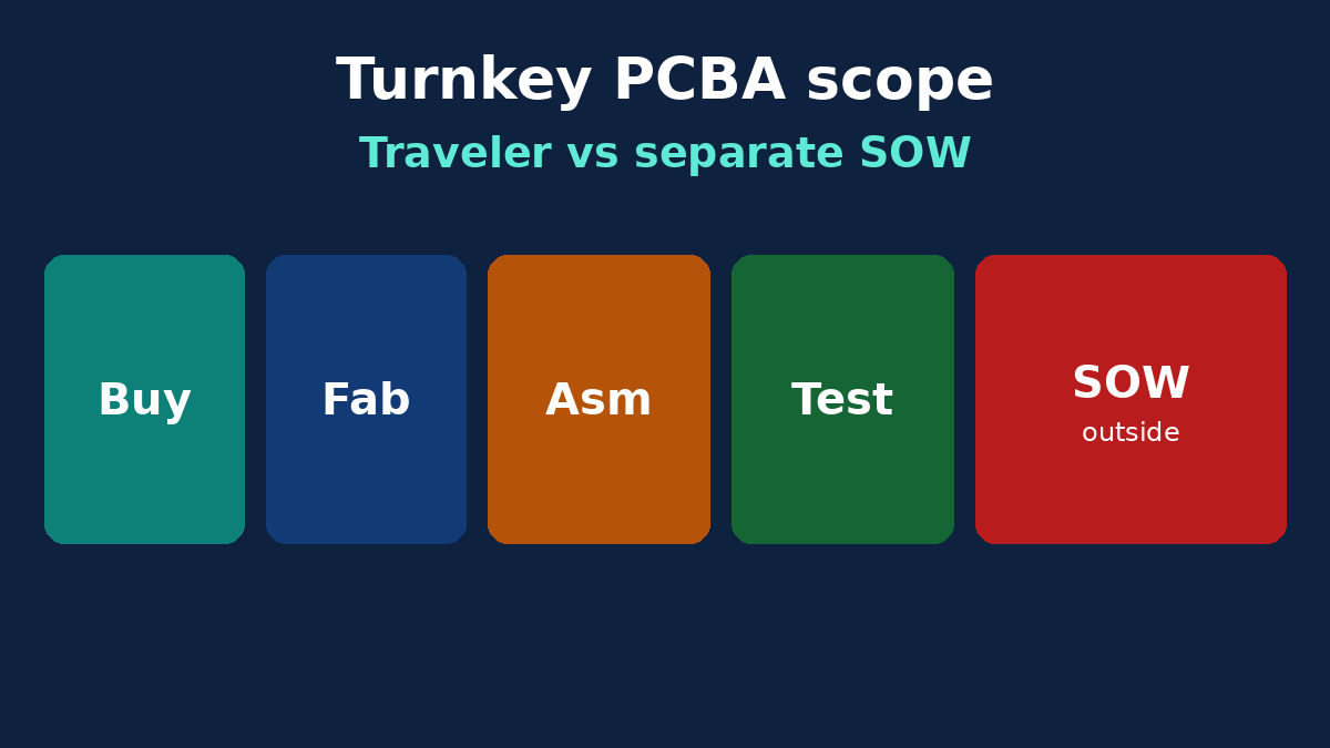 Turnkey PCBA traveler steps versus redesign and tooling that need a separate SOW