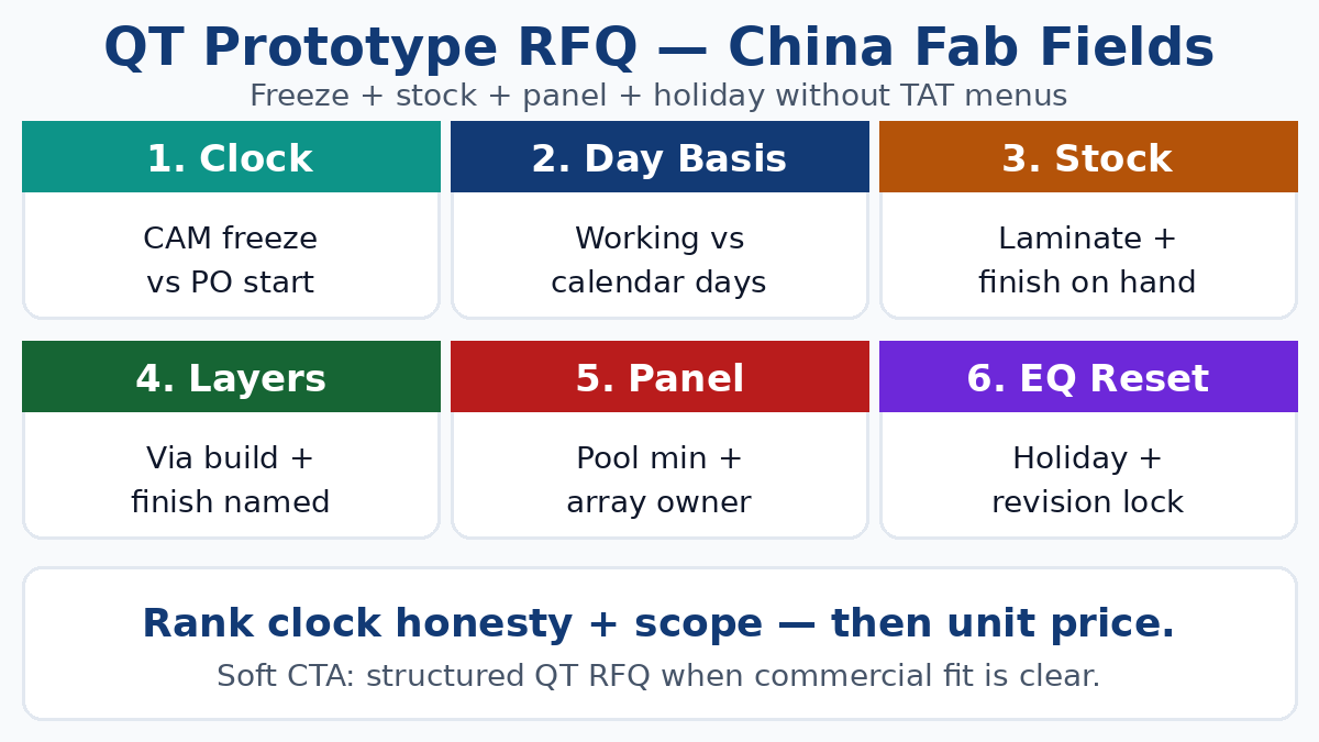 China fab QT RFQ — freeze, stock, panel, holiday fields