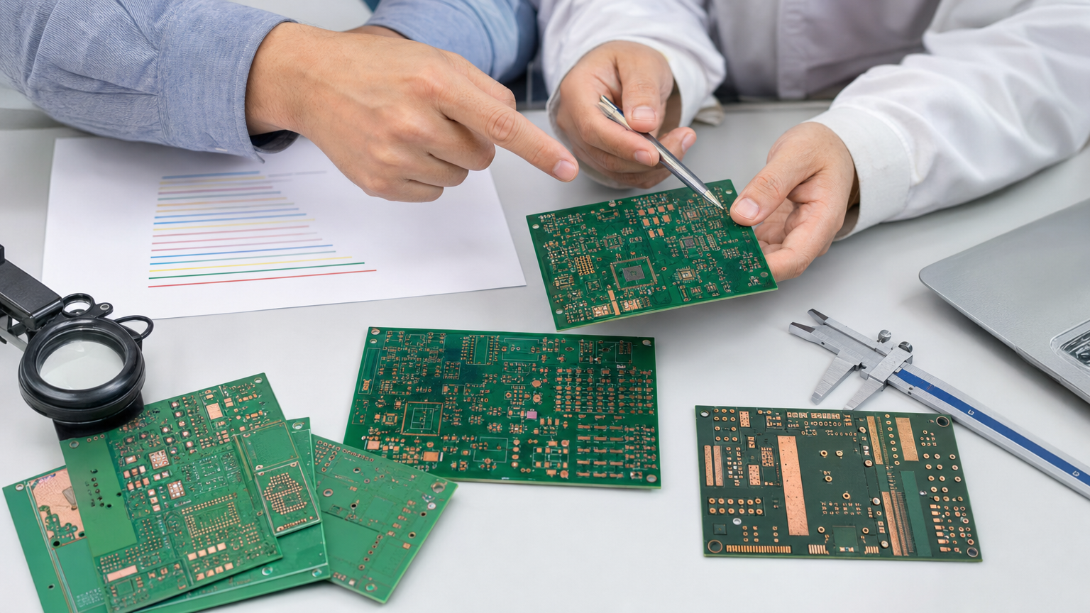Engineering review table comparing multilayer PCB samples, stackup planning and procurement requirements